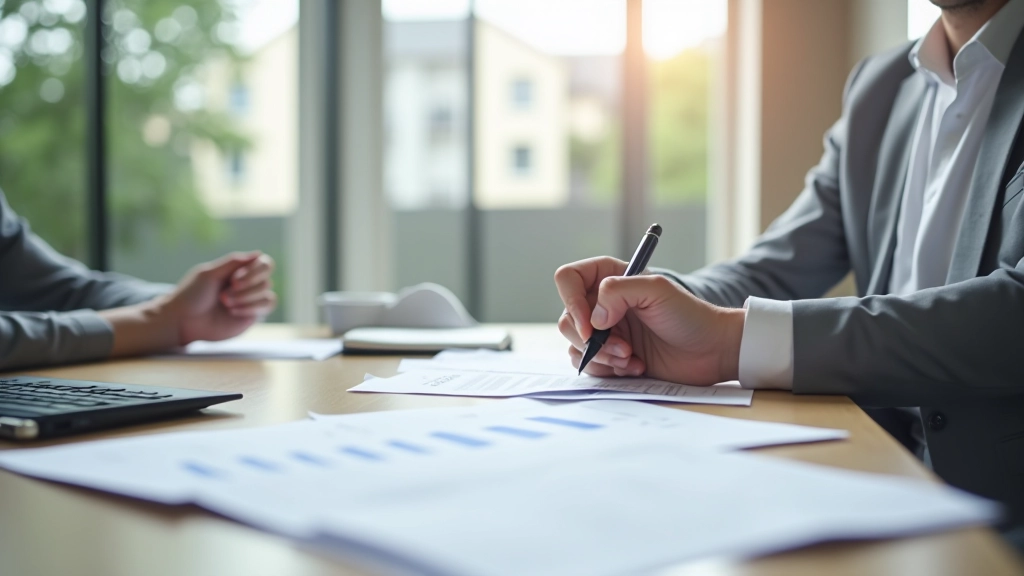 Bauprojekt mit Genehmigungsschreiben und Behördenakten, Verwaltung und Baugenehmigungen, Büro-Umgebung, klare Beleuchtung